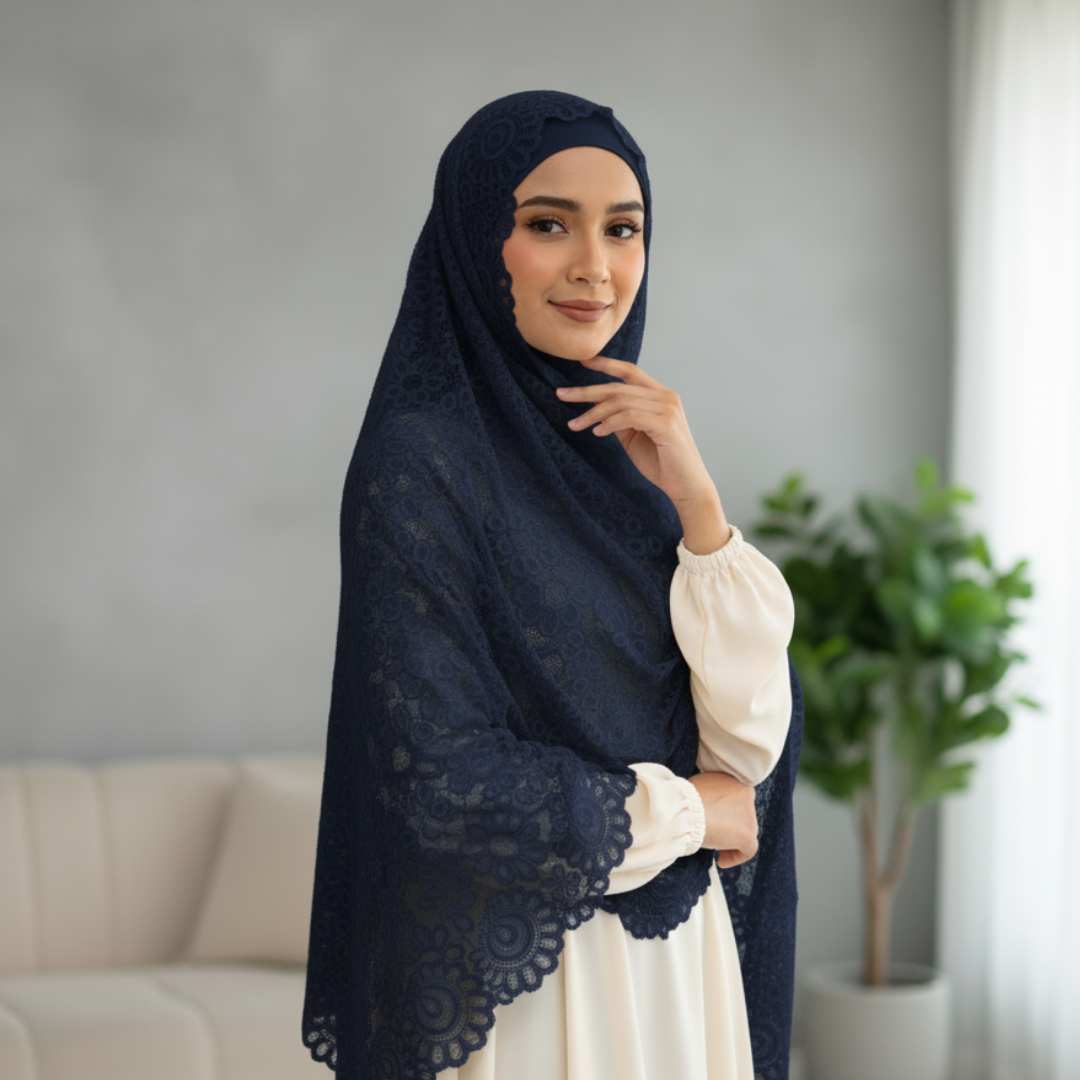 حجاب دانتيل بإضاءة القمر